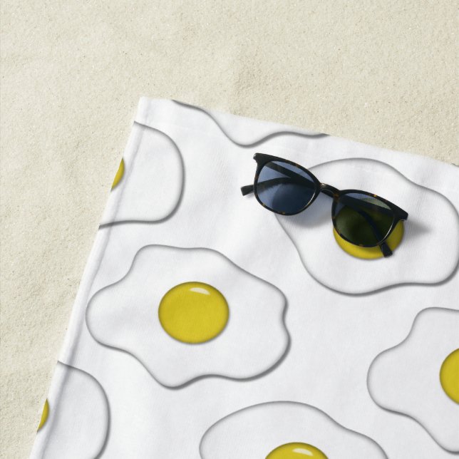 Fried Egg Polka Dot Pattern Beach Towel (In Situ)