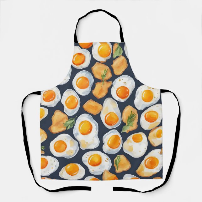 Fried Egg & Toast Seamless Pattern |Kitchen Art Apron (Front)