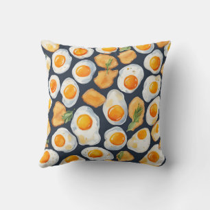 Fried Egg & Toast Seamless Pattern Kitchen Art Cushion