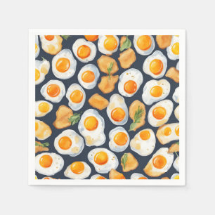 Fried Egg & Toast Seamless Pattern  Kitchen Art Napkin
