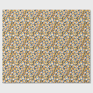 Fried Egg & Toast Seamless Pattern Kitchen Art Wrapping Paper