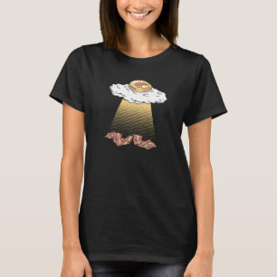 Fried Egg UFO Alien Bacon Breakfast Foods T-Shirt