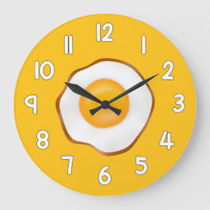 Fried Egg Wall Clock – Fun Kitchen Breakfast Home