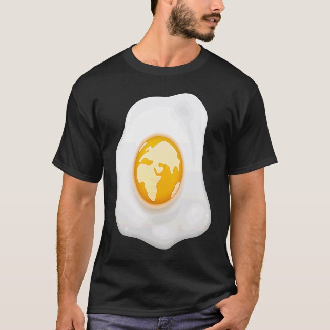 Fried Egg With Earth Globe on Yolk Costume T-Shirt (Front)