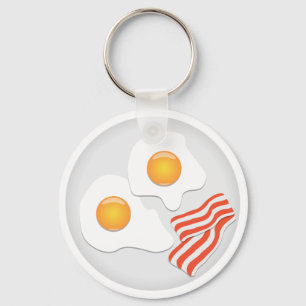 Fried Eggs and Bacon Breakfast Key Ring