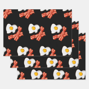 Fried Eggs Bacon Breakfast Lovers Foodie Junk Food Wrapping Paper Sheet