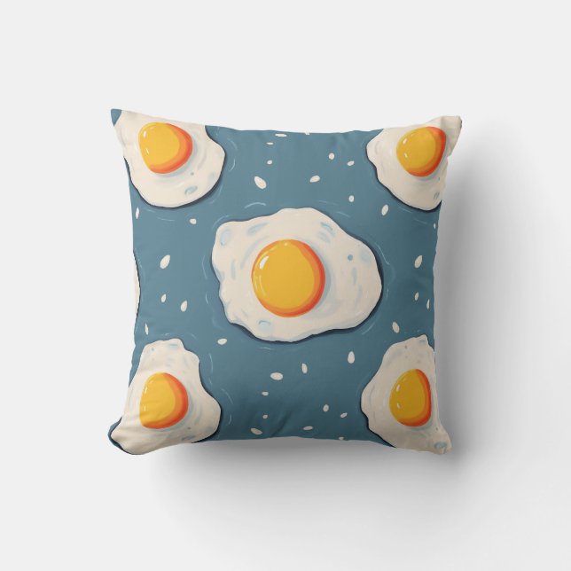 Fried Eggs Blue Cushion (Front)