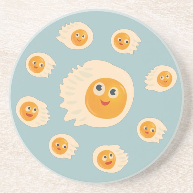 Fried Eggs Cute Food Kids Coaster (Front)