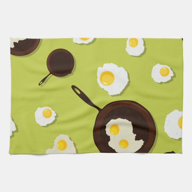 Fried Eggs Fun Food Design Tea Towel (Horizontal)