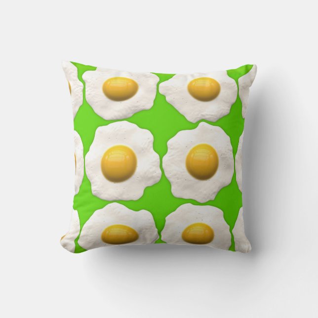 Fried eggs hipster lime Green pillow (Front)