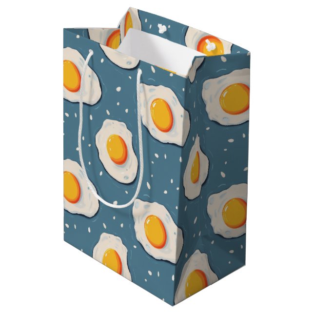 Fried Eggs on Blue Medium Gift Bag (Back Angled)
