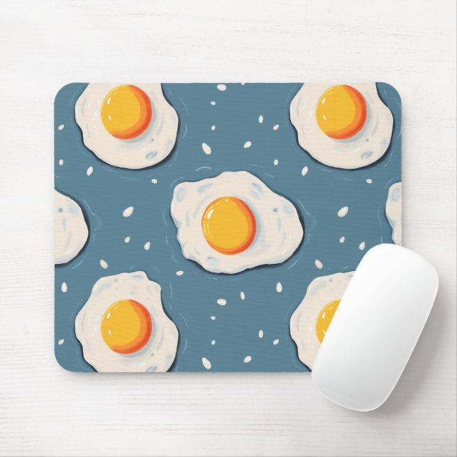 Fried Eggs on Blue Mouse Mat (With Mouse)