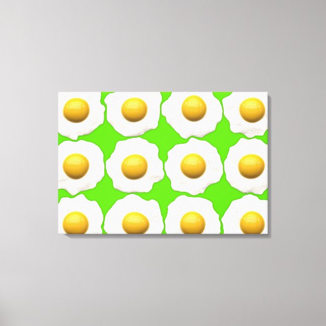 Fried eggs pop art lime green hipster canvas (Front)
