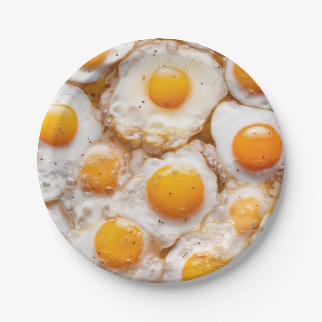 Fried Eggs Sunny Side Up. Breakfast Series Paper Plate (Front)