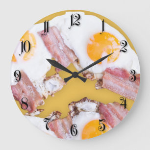 Fried eggs with bacon large clock