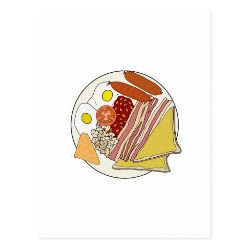 Image of Fried English Breakfast Plate Postcard