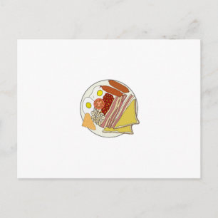 Fried English Breakfast Plate Postcard