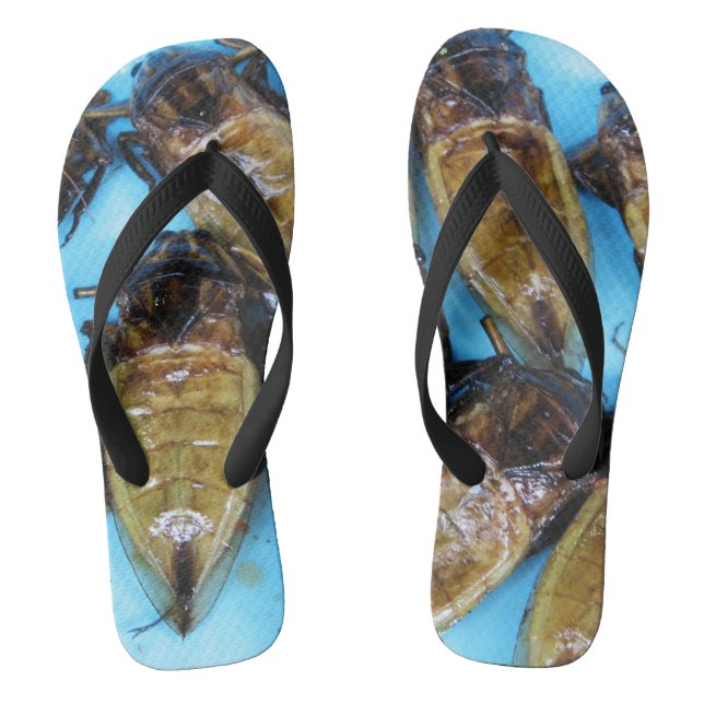 Fried Giant Water Bug (Maeng Daa) ... Asian Food Flip Flops (Footbed)