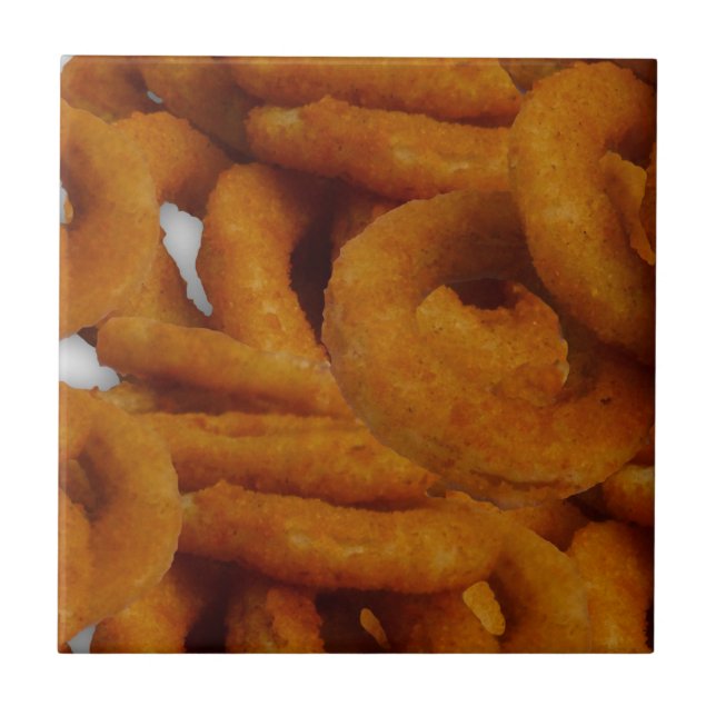 Fried Golden Onion Rings Photography Tile (Front)