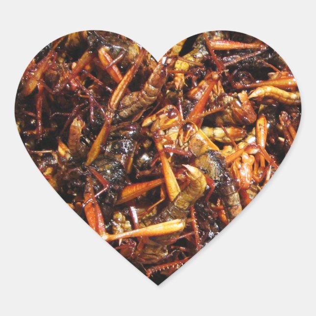 Fried Grasshopper (Takkataen Thot) Asian Food Heart Sticker (Front)