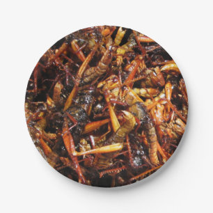 Fried Grasshopper (Takkataen Thot) Asian Food Paper Plate