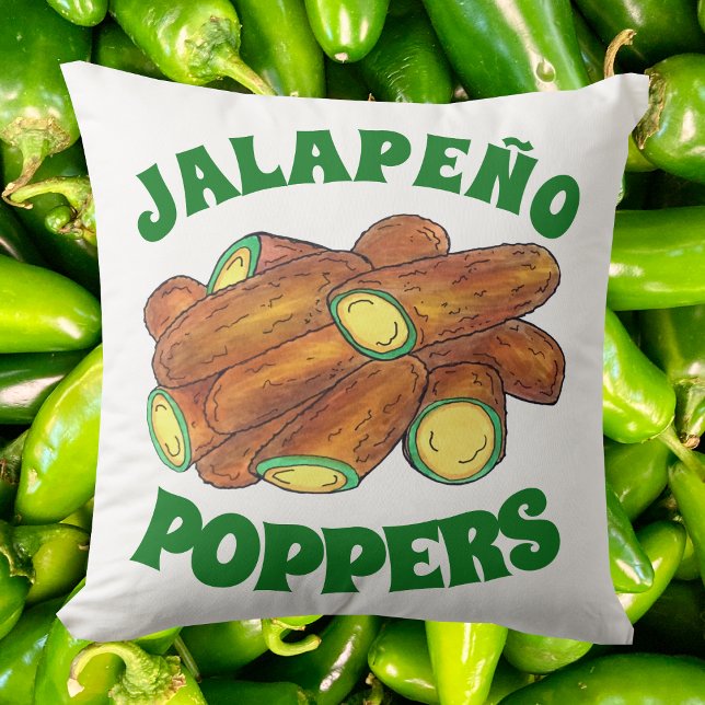 Fried Jalapeño Poppers Green Hot Jalapeno Pepper Cushion (Jalapeno Popper Pillow)