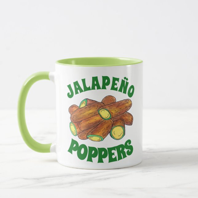 Fried Jalapeño Poppers Green Hot Jalapeno Pepper Mug (Left)