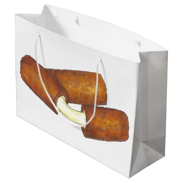 Fried Mozzarella Cheese Sticks Junk Food Foodie Large Gift Bag (Back Angled)
