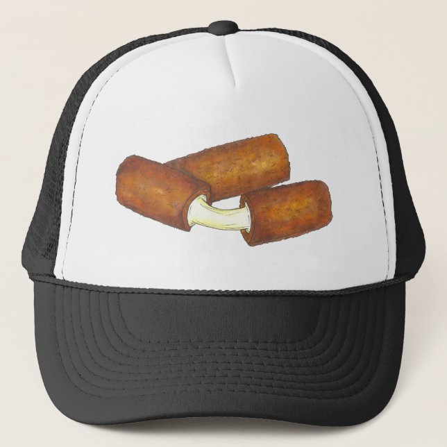 Fried Mozzarella Sticks Cheese Junk Food Foodie Trucker Hat (Front)