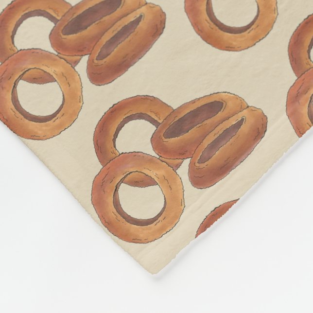 Fried Onion Rings Junk Fast Food Foodie Print Fleece Blanket (Corner)