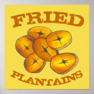 Fried Plantains Cooking Bananas Caribbean Food Poster