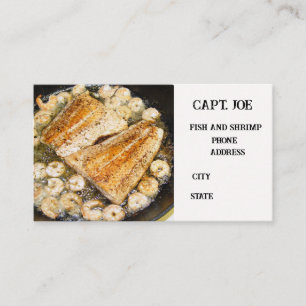 Fried redfish and shrimp restaurant business card