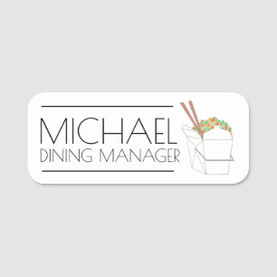 Fried Rice Chopsicks Chinese Restaurant Takeout Name Tag