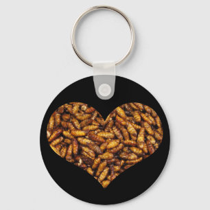 Fried Silk Worms Heart Key Ring