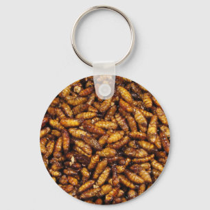 Fried Silk Worms ... Thai Street Food Key Ring