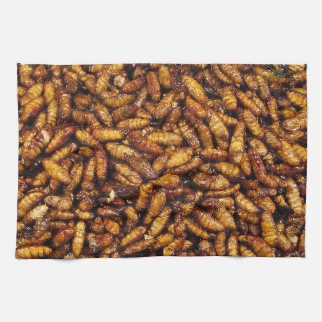 Fried Silk Worms ... Thai Street Food Tea Towel (Horizontal)