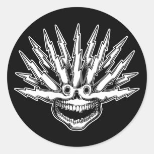 Fried Skull II Classic Round Sticker