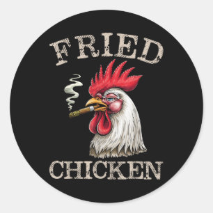 Fried Smoking Chicken Graphic Weed Men Women  Classic Round Sticker