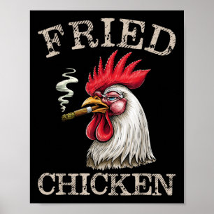 Fried Smoking Chicken Graphic Weed Men Women Poster