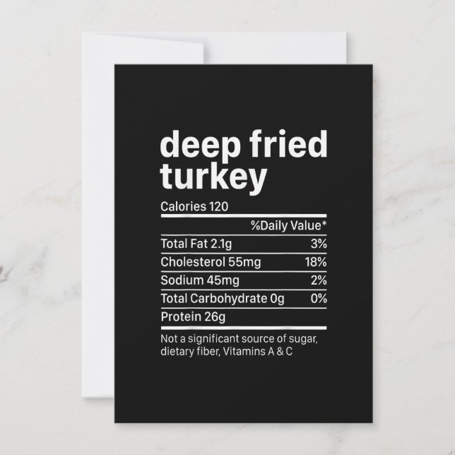 Fried Turkey Thanksgiving nutrition ingredients Nu Invitation (Front)