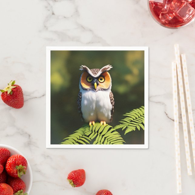 "Frieda the Screech Owl: A Nocturnal Beauty" Napkin (Insitu)