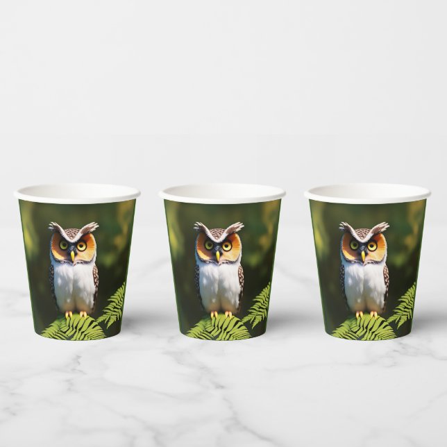 "Frieda the Screech Owl: A Nocturnal Beauty" Paper Cups (Multi)