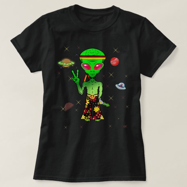 Frieden peace psychedelic hippie Space Alien Germa T-Shirt (Design Front)