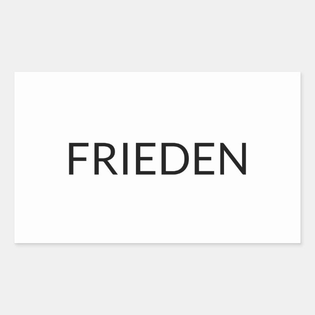 Frieden white black German peace modern Rectangular Sticker (Front)