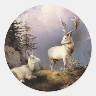 Friedrich Gauermann - Damwild (Fallow Deer), 1833 Classic Round Sticker