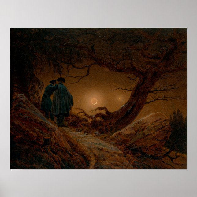 Friedrich - Two Men Contemplating Moon Poster (Front)