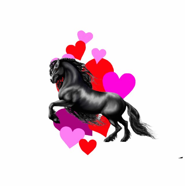 Frieisian horse, black stallion photo sculpture magnet (Front)