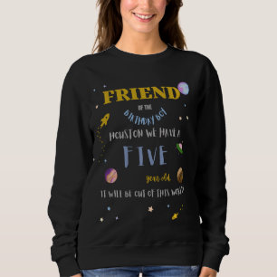 Friend 5th Birthday Fifth Bday Outer Space Family  Sweatshirt