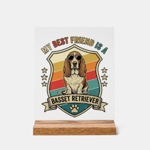 Friend Basset Retriever Dog Sunglasses Retro Shiel Acrylic Sign
