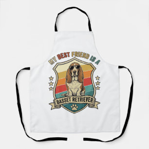 Friend Basset Retriever Dog Sunglasses Retro Shiel Apron
